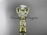 14kt yellow gold diamond Cherry Blossom flower, Sakura engagement ring  "Forever One" Moissanite VD8088 - Vinsiena Designs