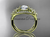 14kt yellow gold diamond Cherry Blossom flower, Sakura engagement ring  "Forever One" Moissanite VD8088 - Vinsiena Designs