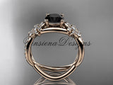 14kt rose gold  diamond Cherry Blossom flower, Sakura engagement ring Black Diamond VD8090 - Vinsiena Designs