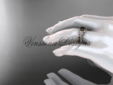 14kt rose gold  diamond Cherry Blossom flower, Sakura engagement ring Black Diamond VD8090 - Vinsiena Designs