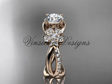 14kt rose gold  diamond Cherry Blossom flower, Sakura engagement ring "Forever One" Moissanite VD8090 - Vinsiena Designs