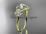 14kt yellow gold diamond Cherry Blossom flower, Sakura engagement ring "Forever One" Moissanite VD8091 - Vinsiena Designs