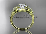 14kt yellow gold diamond Cherry Blossom flower, Sakura engagement ring "Forever One" Moissanite VD8091 - Vinsiena Designs