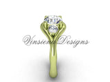 Unique 14kt yellow gold Three stone engagement ring, "Forever One" Moissanite VD8112 - Vinsiena Designs