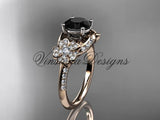 14kt rose gold  diamond Cherry Blossom flower, Sakura engagement ring Black Diamond VD8125 - Vinsiena Designs