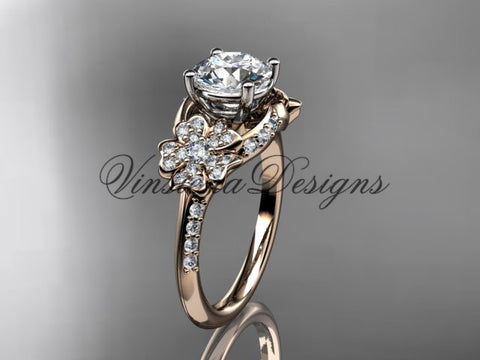 14kt rose gold  diamond Cherry Blossom flower, Sakura engagement ring VD8125 - Vinsiena Designs