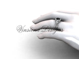 Unique 14k white gold wedding ring, engagement ring, Black Diamond VD8127 - Vinsiena Designs