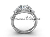 Unique Platinum wedding ring, engagement ring, "Forever One" Moissanite VD8127 - Vinsiena Designs