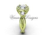 Unique 14kt yellow gold wedding ring, engagement ring, "Forever One" Moissanite VD8127 - Vinsiena Designs