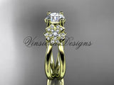 14kt yellow gold diamond Cherry Blossom flower, Sakura engagement ring "Forever One" Moissanite VD8130 - Vinsiena Designs