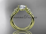 14kt yellow gold diamond Cherry Blossom flower, Sakura engagement ring "Forever One" Moissanite VD8130 - Vinsiena Designs