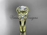 14kt yellow gold diamond Cherry Blossom flower, Sakura engagement ring "Forever One" Moissanite VD8131 - Vinsiena Designs