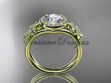 14kt yellow gold diamond Cherry Blossom flower, Sakura engagement ring "Forever One" Moissanite VD8131 - Vinsiena Designs