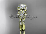 14kt yellow gold diamond Cherry Blossom flower, Sakura engagement ring  Moissanite VD8140 - Vinsiena Designs