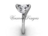 Unique 14k white gold wedding ring, engagement ring, "Forever One" Moissanite VD8166 - Vinsiena Designs