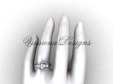 Unique 14k white gold wedding ring, engagement ring, "Forever One" Moissanite VD8166 - Vinsiena Designs