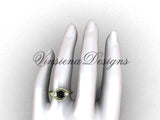 Unique 14kt yellow gold diamond wedding ring, engagement ring, Black Diamond VD8166 - Vinsiena Designs