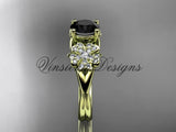 14kt yellow gold diamond Cherry Blossom flower, Sakura engagement ring  Black Diamond VD8189 - Vinsiena Designs