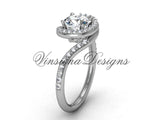 Unique Platinum diamond engagement ring, "Forever One" Moissanite VD8199 - Vinsiena Designs