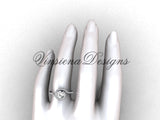 Unique Platinum diamond engagement ring, "Forever One" Moissanite VD8199 - Vinsiena Designs