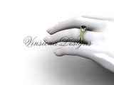 Unique 14kt yellow gold Three stone engagement ring, Black Diamond VD8212 - Vinsiena Designs
