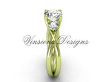 Unique 14kt yellow gold Three stone engagement ring, "Forever One" Moissanite VD8212 - Vinsiena Designs