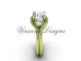 Unique 14kt yellow gold Three stone engagement ring, "Forever One" Moissanite VD8220 - Vinsiena Designs