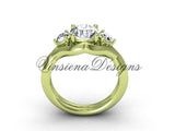 Unique 14kt yellow gold Three stone engagement ring, "Forever One" Moissanite VD8220 - Vinsiena Designs