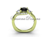 Unique 14kt yellow gold diamond wedding ring, engagement ring, Black Diamond VD8225 - Vinsiena Designs