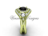Unique 14kt yellow gold diamond wedding ring, engagement ring, Black Diamond VD8245 - Vinsiena Designs