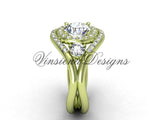 Unique 14kt yellow gold diamond wedding ring, engagement ring, "Forever One" Moissanite VD8245 - Vinsiena Designs