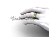 Unique 14kt yellow gold Three stone engagement ring, Black Diamond VD8405 - Vinsiena Designs