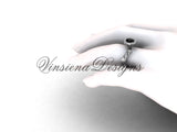 platinum diamond leaf and vine engagement ring, Black Diamond VF301002 - Vinsiena Designs