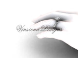 platinum diamond leaf and vine engagement ring, "Forever One" Moissanite VF301002 - Vinsiena Designs