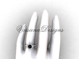 platinum diamond leaf and vine engagement ring, Black Diamond  VF301004 - Vinsiena Designs