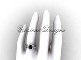 platinum diamond leaf and vine engagement ring, Black Diamond  VF301006 - Vinsiena Designs