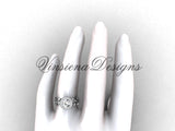 platinum diamond leaf and vine engagement ring, "Forever One" Moissanite  VF301006 - Vinsiena Designs