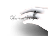 platinum diamond leaf and vine engagement ring, Black Diamond VF301007 - Vinsiena Designs