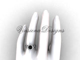 platinum diamond leaf and vine engagement ring, Black Diamond VF301007 - Vinsiena Designs
