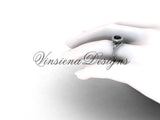 platinum diamond leaf and vine engagement ring, Black Diamond VF301008 - Vinsiena Designs