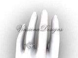 platinum diamond leaf and vine engagement ring, "Forever One" Moissanite VF301008 - Vinsiena Designs