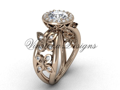 14kt rose gold butterfly engagement ring VF301013 - Vinsiena Designs