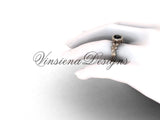 14kt rose gold butterfly, leaf and vine engagement ring, Black Diamond VF301020 - Vinsiena Designs