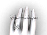 platinum butterfly, leaf and vine engagement ring, "Forever One" Moissanite VF301020 - Vinsiena Designs