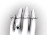platinum diamond leaf and vine engagement ring, Black Diamond VF301021 - Vinsiena Designs