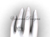 platinum diamond leaf and vine engagement ring, "Forever One" Moissanite VF301021 - Vinsiena Designs