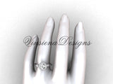 platinum diamond leaf and vine engagement ring, "Forever One" Moissanite VF301022 - Vinsiena Designs