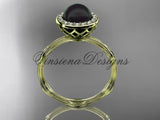 14k yellow gold pearl,diamond, halo engagement ring VFBP301011 - Vinsiena Designs