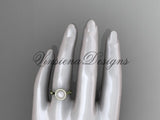 14k yellow gold pearl, diamond, halo engagement ring VFP301011 - Vinsiena Designs