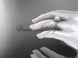 Unique 14kt yellow gold diamond Pearl engagement ring VP10015 - Vinsiena Designs